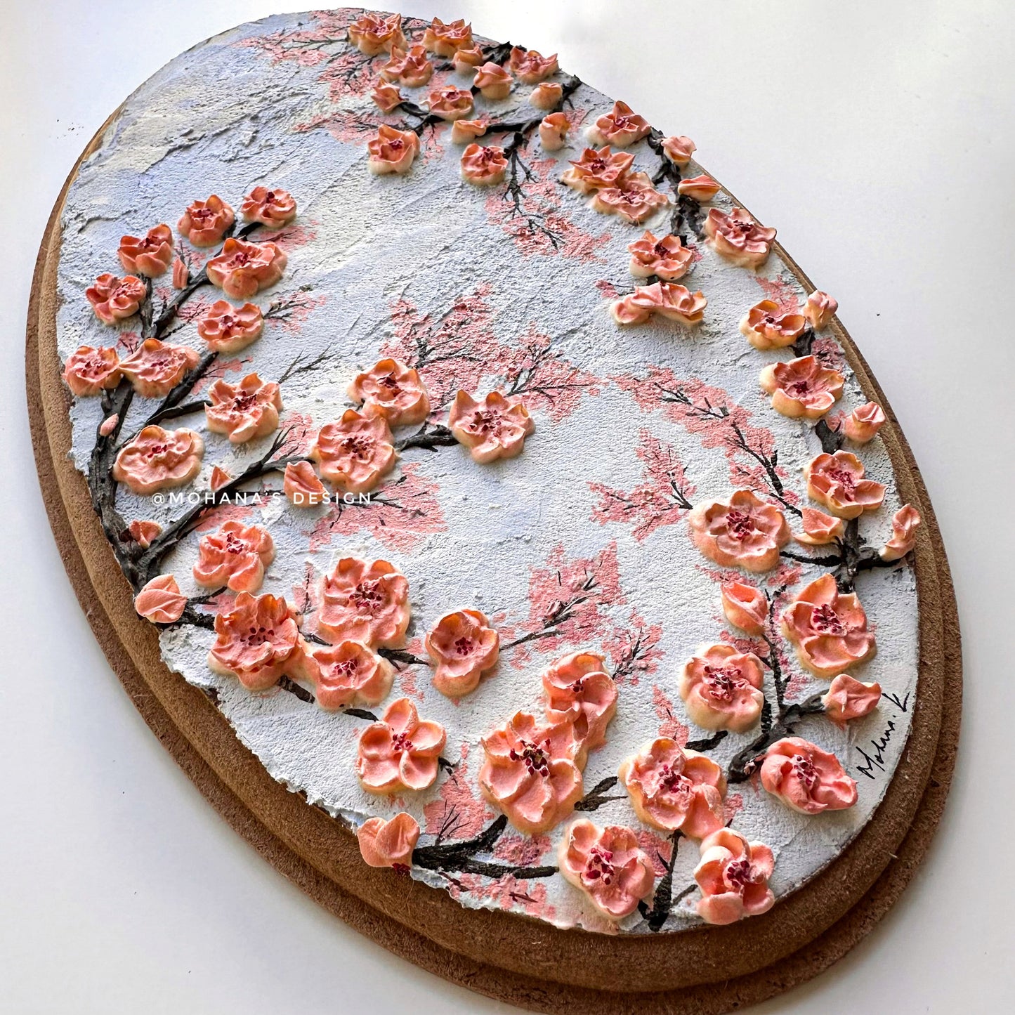 Cherry Blossoms ~ Textured Art (12" x 8" inches)