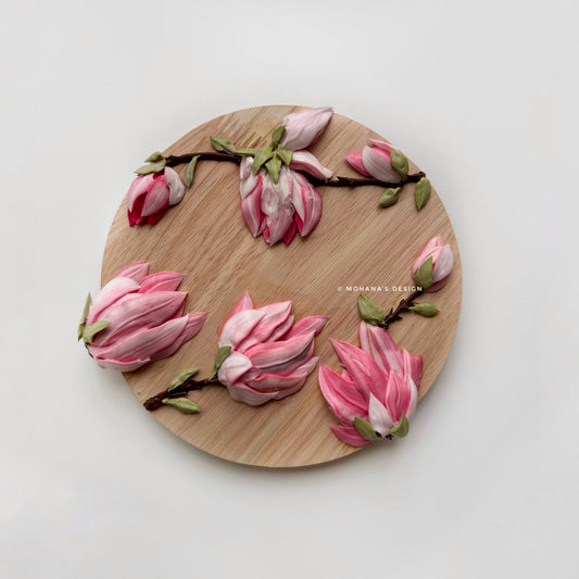 Magnolias ~ Textured Art (8" inches)