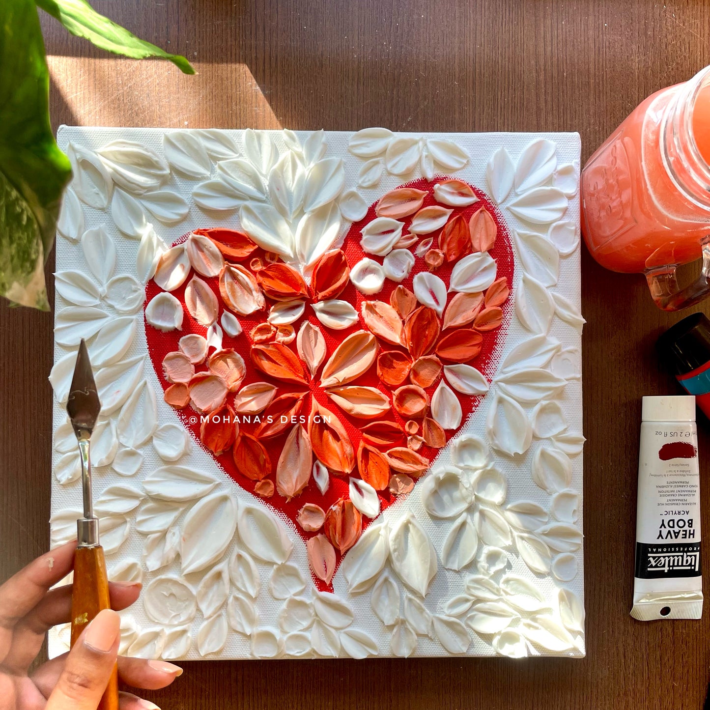 Pristine Heart ~ Textured Art (12" x 12" inches)