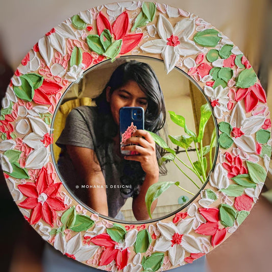 Floral Texture Art Mirror (16" inches)