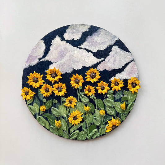 Dreamy Sunflower Field ~ Textured Art (10" inches)