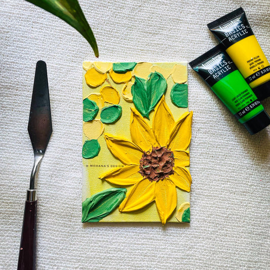 Sunflower Lover 🌻 ~ Textured Art (4" x 6" inches)