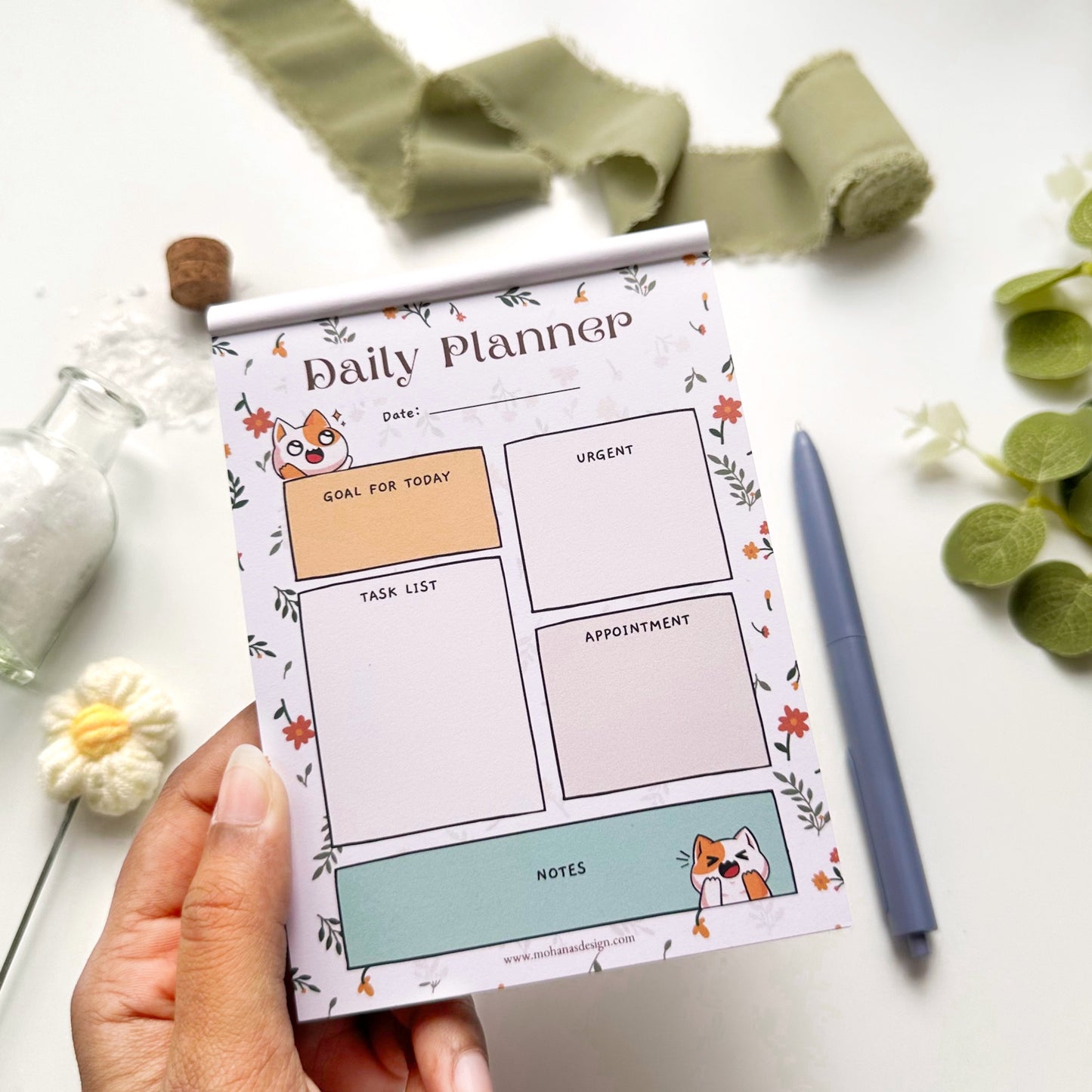 Purrfect Blooms Daily Planner ~ A6 size
